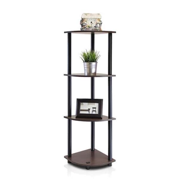Highkey Turn-N-Tube 4-Tier Corner Display Rack Multipurpose Shelving Unit; Dark Brown Grain & Black - 43.5 x 11.6 x 11.6 in. LR370651 - main